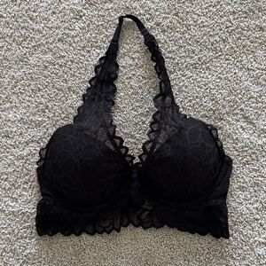 Victoria's Secret PINK Black Lace Halter Bra